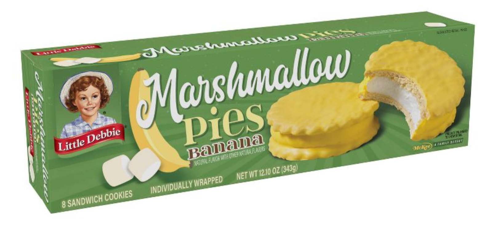 Little Debbie Snacks Banana Marshmallow Pies, Individually Wrapped, 8 Count, 3 Pack