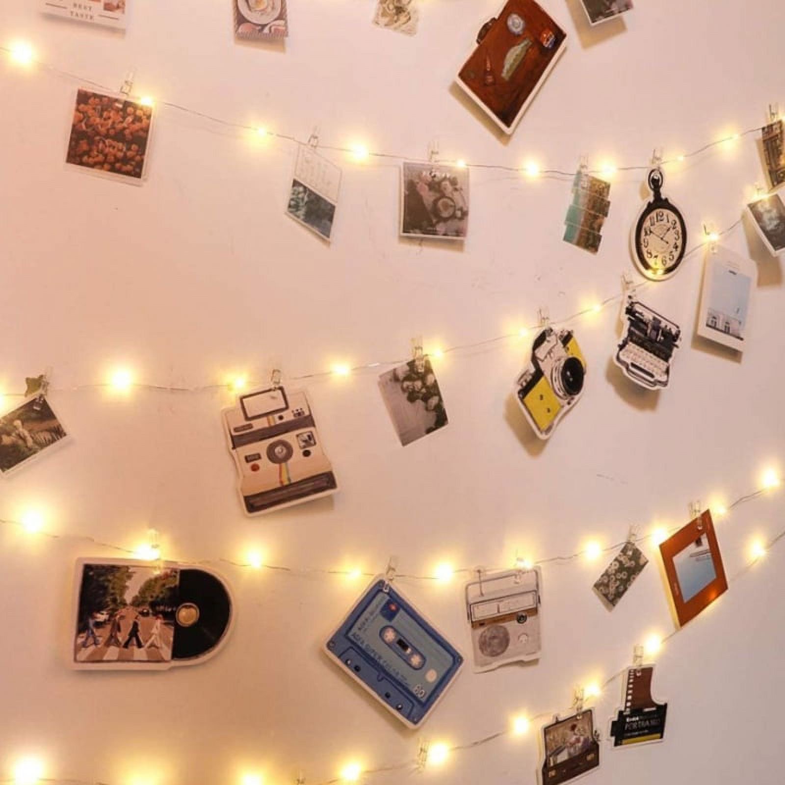 LED Fotoclips Lichterkette für Zimmer Deko, Litogo 10M 100LED Lichterkette mit 60 Klammern für Fotos Lichterkette Wand Batteriebetriebene Lichterkette Bilder für Wohnzimmer, Weihnachten, Hochzeiten