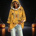 thumbnail image 3 of FGVCTG Halloween Sweatshirts for Women Drawstring 3/4 Sleeve Halloween Hoodie Ghost Graphic Spooky Oversized Pullover Hoodies Yellow 2XL, 3 of 6