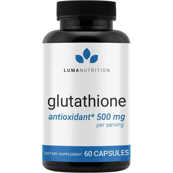Luma Nutrition Premium Glutathione 500mg - Glutathione Supplement - Antioxidant Support - Liver Support - 60 Capsules