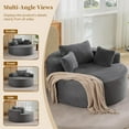 thumbnail image 3 of 55'' Round Oversized Chaise Lounge Indoor Chair, No Assembly Corduroy Compressed Circle Sofa Bed,Comfy Upholstered Sleeper Couch,Lazy Bean Bag Couch for Living Room, Bedroom,Gray, 3 of 8