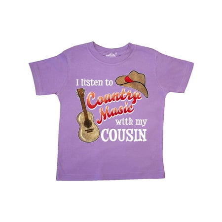 

Inktastic I Listen to Country Music with my Cousin Guitar and Hat Gift Toddler Boy or Toddler Girl T-Shirt
