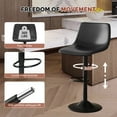 thumbnail image 4 of Fijinhom Modern Adjustable Bar Stools Set of 2, Swivel PU Leather Counter Height Chairs with Back for Kitchen Island,Black, 4 of 8
