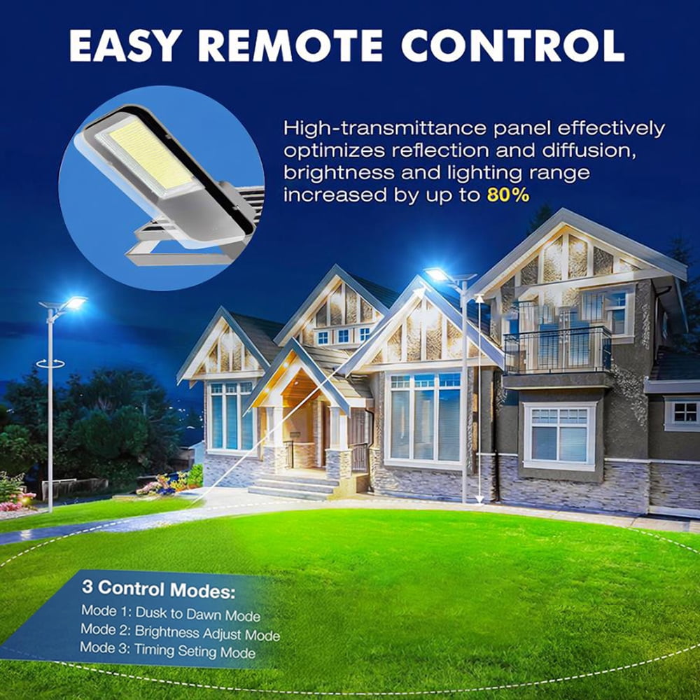 5000W Solar Street Lights Outdoor, Super Bright Solar Parking Lot lights Dusk to Dawn, Waterproof Solar Lights for Outside, Flood Security Lights with Remote Control for Yard Garden