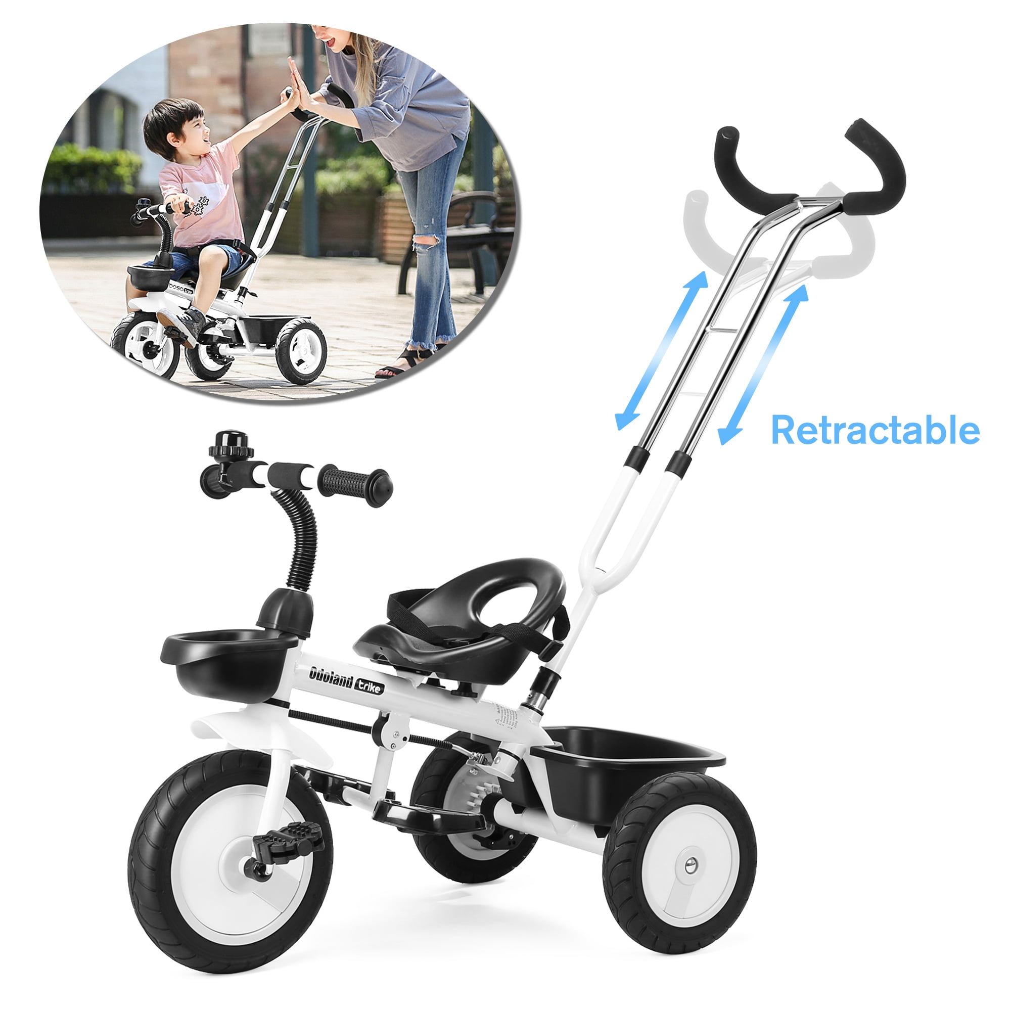 White COOL-Series Kids Trike Toddlers Children Tricycle Stroller Trike 3 Wheel Pedal Bike Multicolor for 2 3 4 5 6 Years Old Boys Girls Indoor & Outdoor with Storage Bin and Cup Holder 