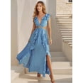 thumbnail image 2 of Women's Cutout Ruffled Cap Sleeve Maxi Dress for Summer Party Occasion with 60% Polyester 40% Nylon Sleek Look, 2 of 17