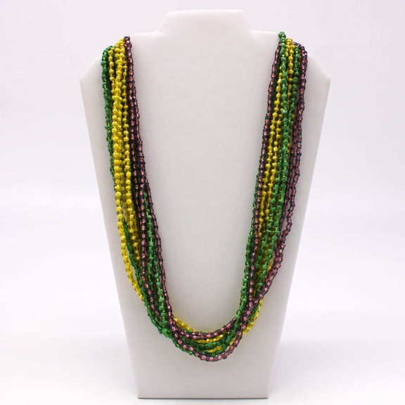 27" Purple, Green and Yellow Assorted Glass Beads (Dozen)