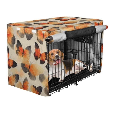 Qxltty Orange Black Butterfly Crate Cover Durable Oxford Cloth Pet Kennel Sunshade Universal Fit for 53in Wire Cage