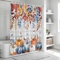 thumbnail image 6 of Fall Blue Pumpkins Shower Curtain, Waterproof Shower Curtains for Bathroom, Thanksgiving Eucalyptus Farm Wooden Plank Washable Fabric Bathtub Curtain Set Bath Decor with 12 Hooks Standard 72"x72", 6 of 8