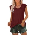thumbnail image 2 of Annhoo Plus Size Tops for Women Cap Sleeve Round Neck Basic T Shirts Summer Casual Comfy Beach Vacation Tees, 2 of 6