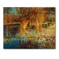 thumbnail image 3 of Designart 'Orange Autumn Forest Reflects On River' Lake House Print on Natural Pine Wood, 3 of 5