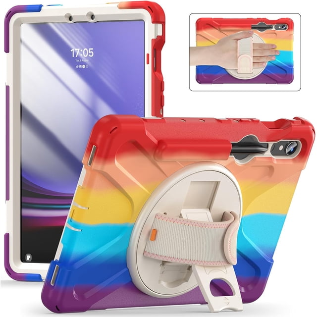 Funda protectora para Samsung Galaxy Tab S10 Lite / S10 FE / S9 FE 5G / S9 Tablet de 10,9''/11'', a prueba de golpes, con portalápices, correa de mano giratoria de 360° y correa para el hombro.