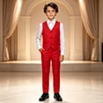 thumbnail image 4 of Ruyang Teen Boys Formal Suit V-Neck Vest Long Sleeve Shirt Dress Pants Sets Kids Slim Fit Suit for Wedding Graduation Dress Up, 4 of 4