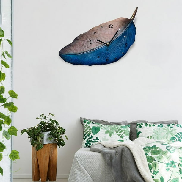 Reloj de pared de hojas unico moderno grande pulgadas reloj colgante de pared con dormitorio sala de estar decoracion de bano para degradado de plumas Sunnimix Relojes para colgar en la