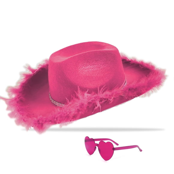 Sombrero de vaquero YBHOMINE con gafas de sol en forma de corazón para mujer y hombre