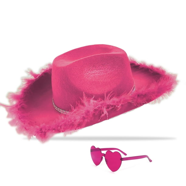 Sombrero de vaquero YBHOMINE con gafas de sol en forma de corazón para mujer y hombre