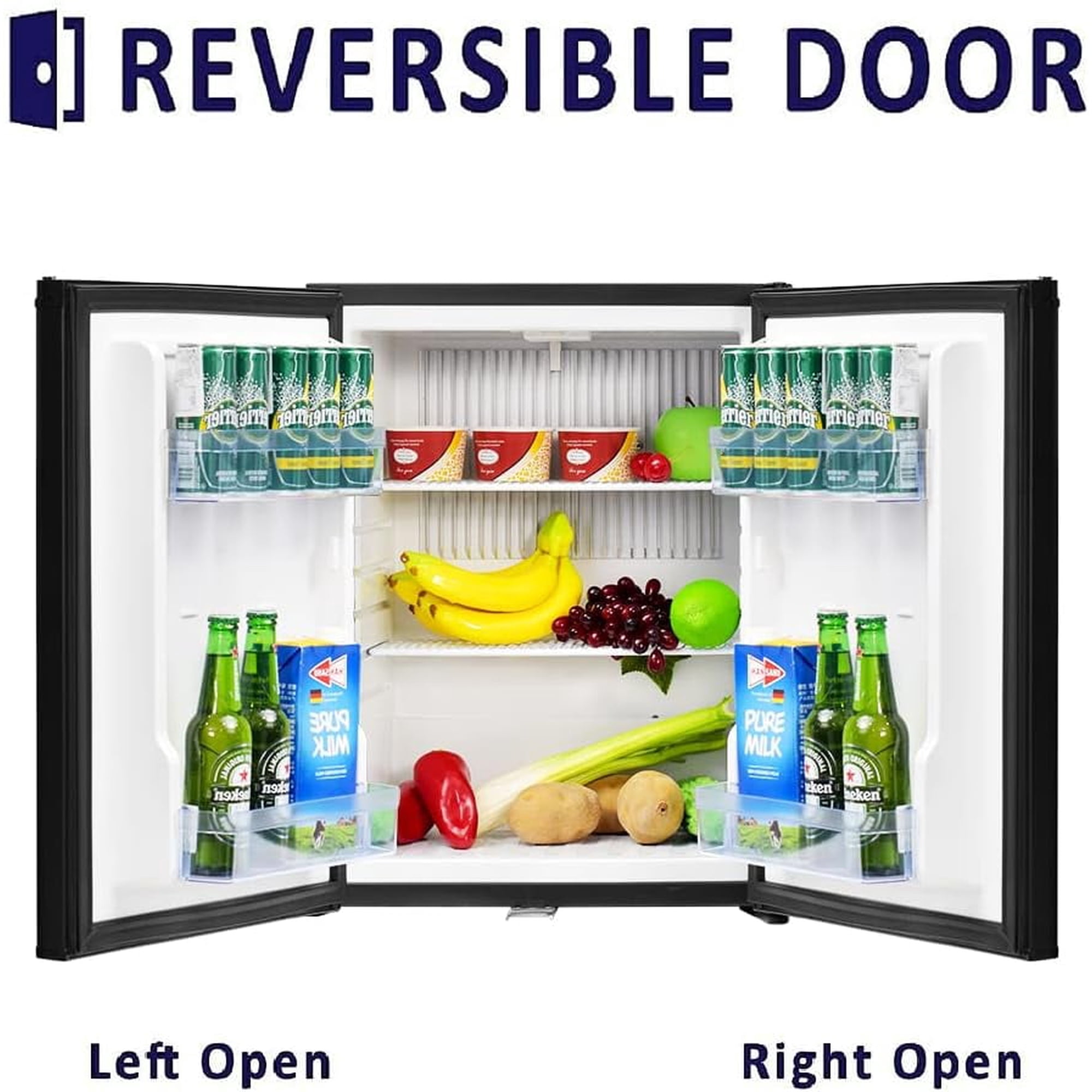 Smad 2.1 Cu ft Refrigerator RV Truck 110V/12V Caravan Compact Car Fridge Lock Quiet Reversible Door