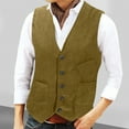 thumbnail image 2 of BiZtdJrK Slim Fit Suit Vest Men Corduroy V Neck Button Down Fashion Outerwear Vests Business Casual Sleeveless Jackets with Pockets Yellow XXL, 2 of 7