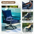 thumbnail image 5 of SKOK 5-Piece Metal Frame Outdoor Patio Furniture Set with Swivel Rocking Chairs and Ottoman, Navy Blue, 5 of 11