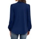 thumbnail image 4 of Camisas de Larga para Mujer, Blusas de Cuello Alto con Pliegues Delanteros, Ropa Informal Elegante para Otoño. Azul Marino XXL, 4 of 5
