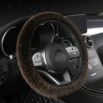 Plush Fleece Steering Wheel Cover Winter Warm Non-Slip Grip for Cars Trucks SUVs 14-15 Inch D-Shape