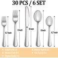 thumbnail image 4 of 30 Piece Silverware Set Service for 6,Premium Stainless Steel Flatware Set,Mirror Polished Cutlery Utensil Set,Durable Home Kitchen Eating Tableware Set,Include Fork Knife Spoon Set,Dishwasher Safe, 4 of 8
