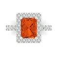 thumbnail image 2 of 3.4ct emerald cut red Zircon 18k white gold halo Bridal Wedding Engagement Promise Anniversary Ring for Women size 3.5, 2 of 7