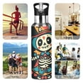 thumbnail image 5 of Cute Clown Skeleton Mardi-gras Halloween Sports Bottle with Straw Stainless Steel Water Jug Portable Thermal Cup Leak-proof 600ML, 5 of 9