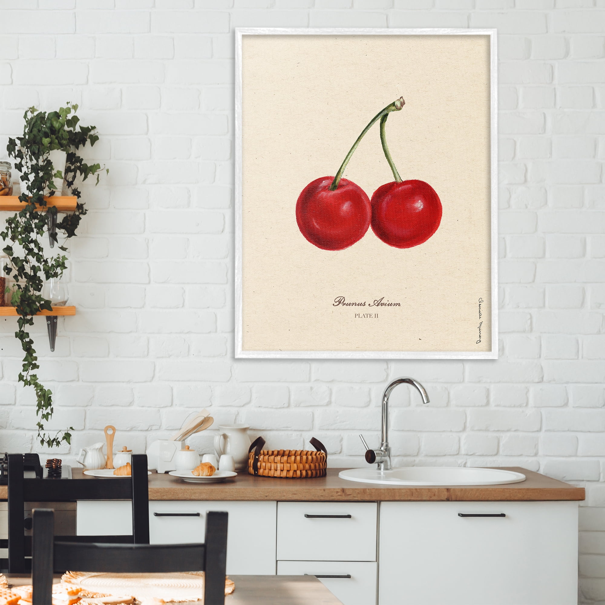 Stupell Industries Cherry Fruit Portrait White Framed Giclee Art, design by Danielle Murray