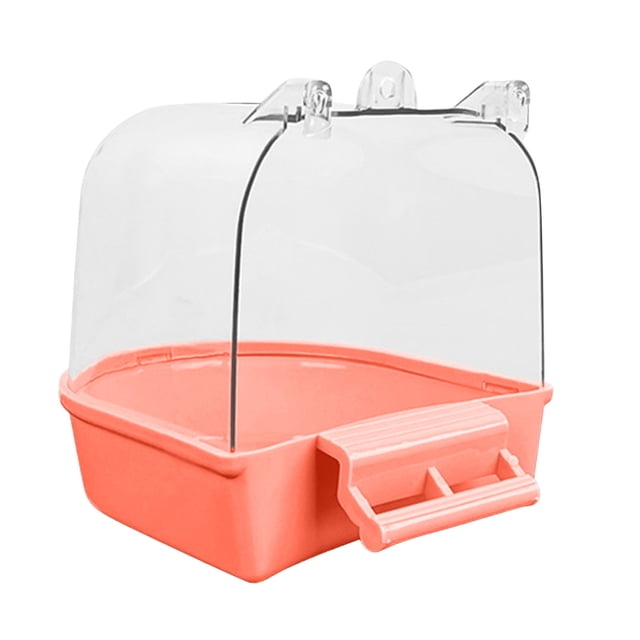 Covered Bird Bath and Shower Toy Cage Water Dispenser Accessory for Small Pet Birds