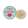 thumbnail image 1 of Joyeuse Saint-Valentin Broche Ronde en Métal Doré avec Cœur Vert, 1 of 3