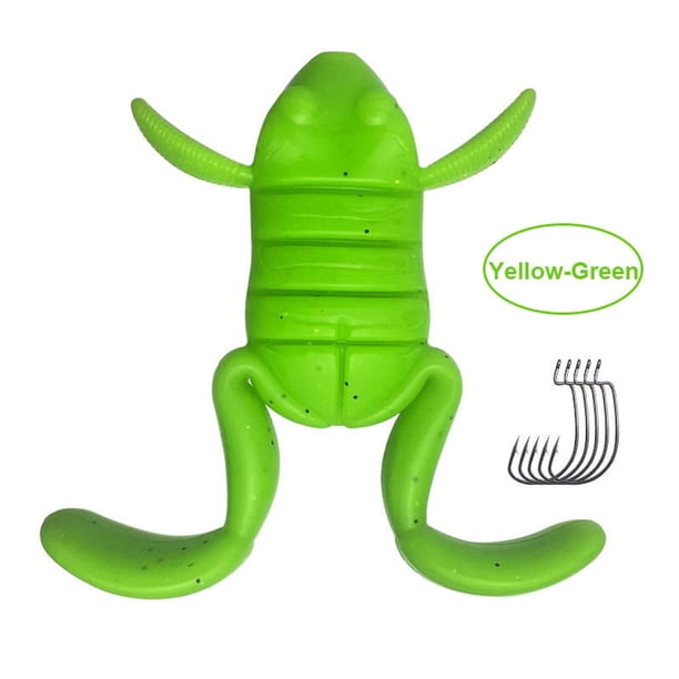 Ganfancp 5Pcs Set de Cebo 10G Water Kick Fake Bait Alta Simulación Tpe Soft Bait Kick Water Fake Fish Bait Artículos En Liquidación 1 Juego de 5 Cebos para Ranas + 5 Anzuelos