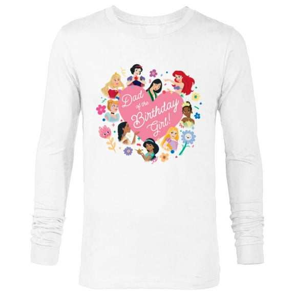 Disney Princess Family Heart Dad of the Birthday Girl - Long Sleeve T-Shirt for Men - Customized-White