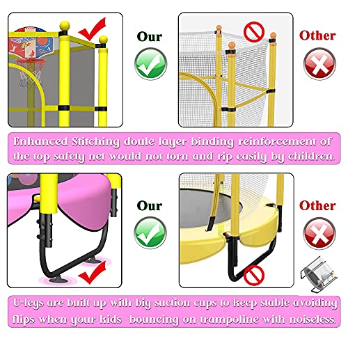 60" Trampoline for Kids, 5 FT Toddler Baby Trampoline with Safety