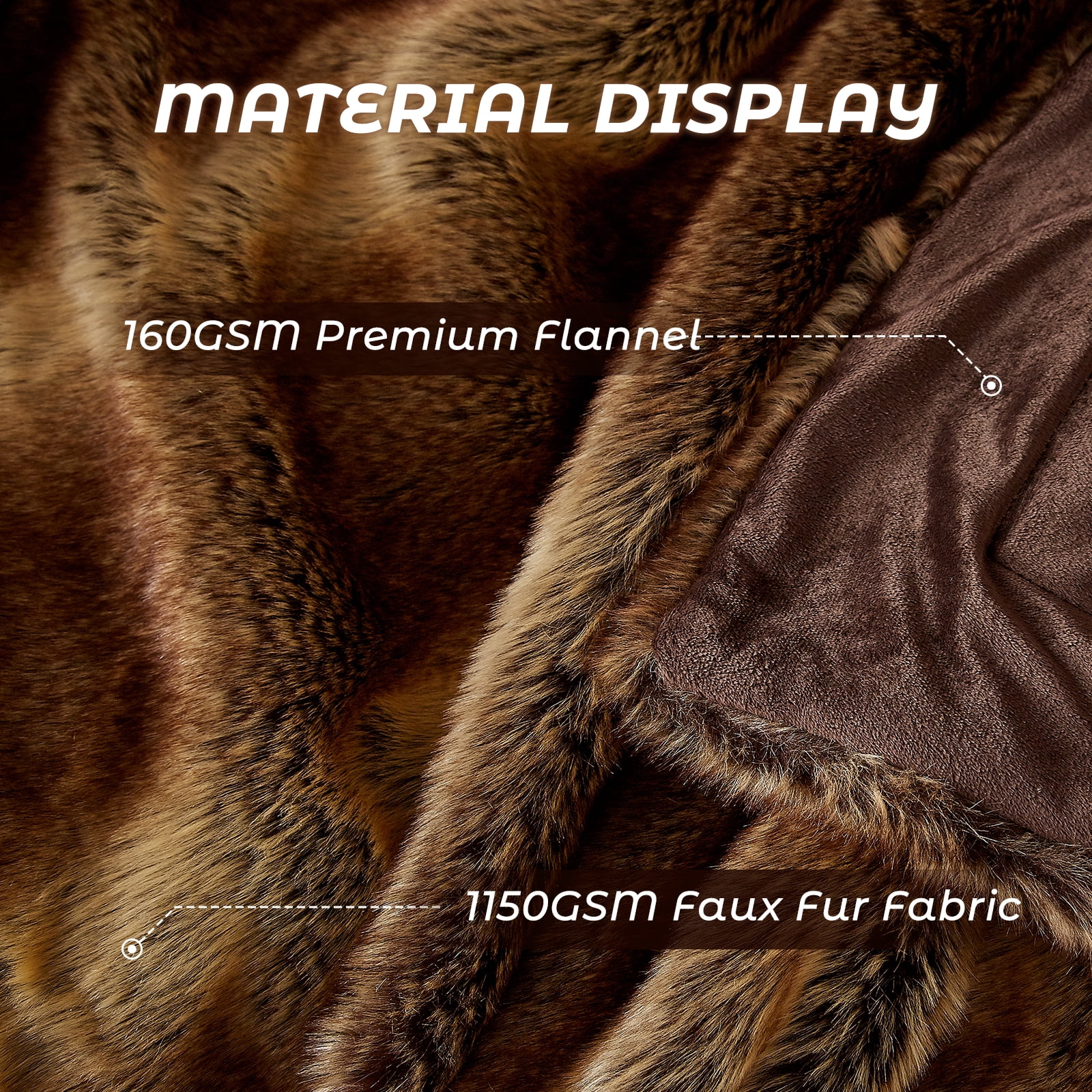 Cozylore Luxury Faux Fur Throw Blanket for Bed Super Thick Warm Long Fluff Fuzzy Blankets for Bedroom Living Room, 90" x 108", Brown