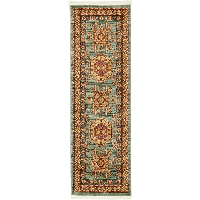 Unique Loom Tapis Lumineux Géométrique Sahand 2' x 6' 2 Coureur Bleu Clair/rouge