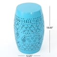 thumbnail image 6 of Afuera Living Modern Lace Cut Iron Outdoor Side Table in Blue, 6 of 14