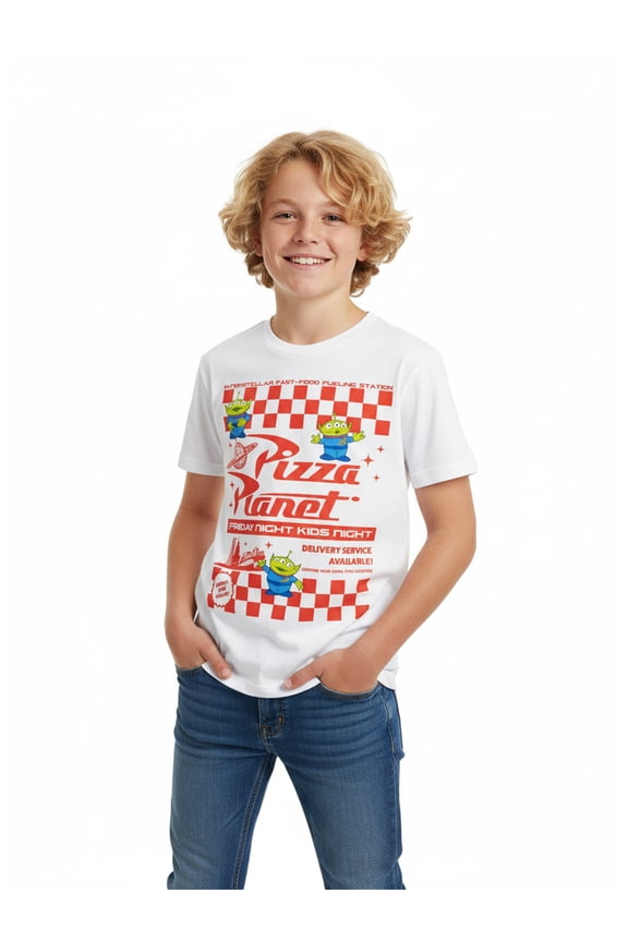 Toy Story, Boys' Graphic Tee with Short Sleeves, Pizza Planet, Sizes 4-18