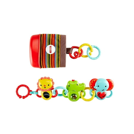 - Fisher-Price Link 'n Go Play Pack, 3 adorable activity toys to entertain baby: lion with mirror, croc rattle, jingle elephant By FisherPrice Ship from US