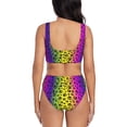 thumbnail image 3 of Wukai Animal Paw Rainbow Women's Bikini Set Two Piece,wimsuit High Waisted V Neck Twist Front Adjustable Spaghetti Straps Bathing Suit-Medium, 3 of 7