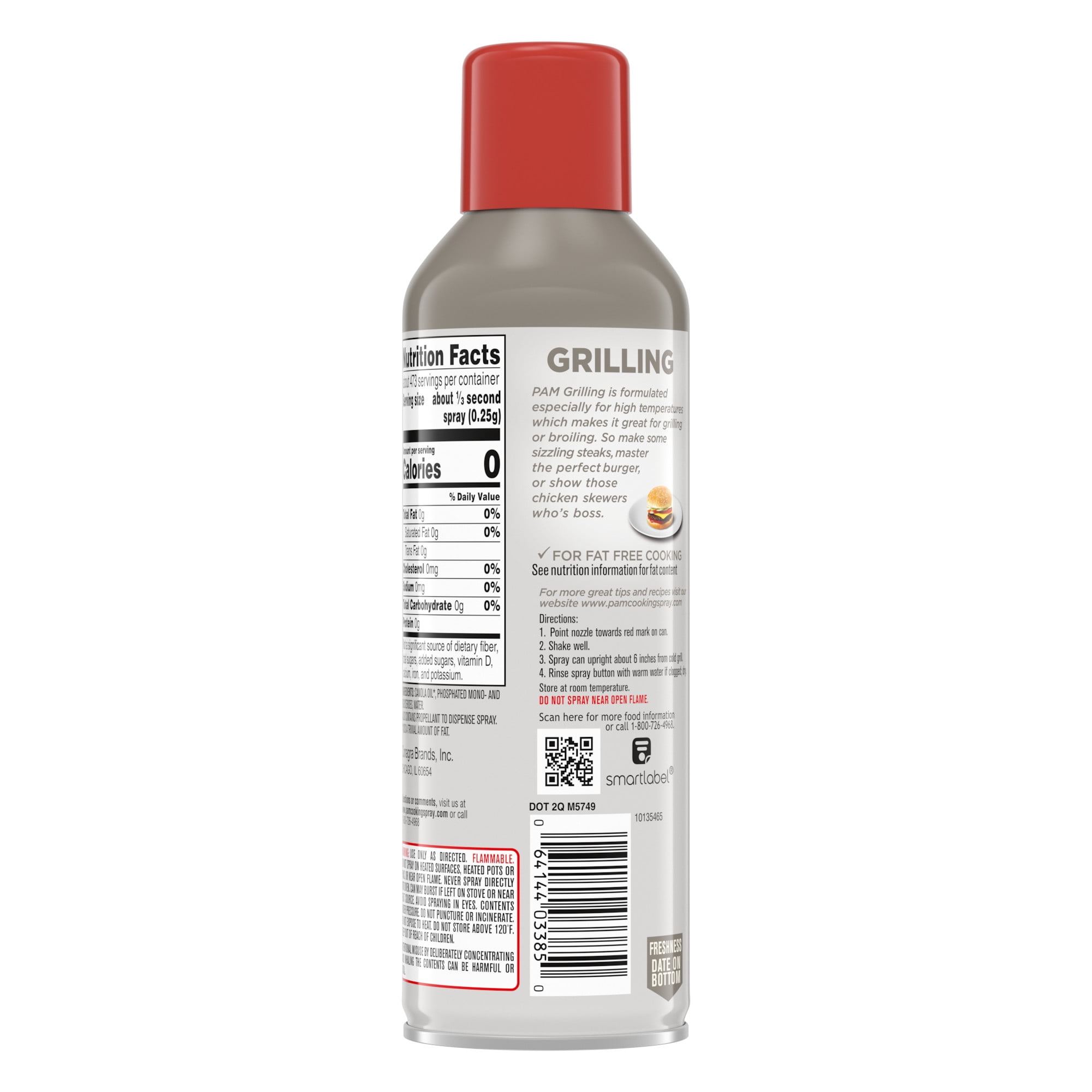 PAM Grilling Non-Stick Cooking Spray, Great for Grilling, Broiling and Cooking 5 oz.