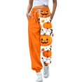 thumbnail image 4 of Orange Stretch Lounge Pants Vintage, Halloween Costumes, Casual, Winter Pajamas, Wide Leg Palazzo Pants, Soft, Lounge, Sleep Bottoms M, 4 of 9