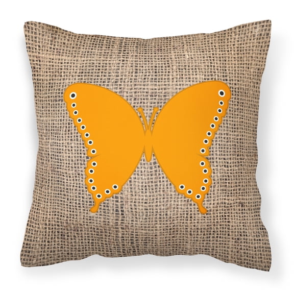 Carolines Treasures BB1036-BL-OR-PW1818 Butterfly Burlap and Orange Canvas Fabric Decorative Pillow BB1036 18H x18W
