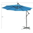 thumbnail image 4 of Costway 10FT Cantilever Solar Powered 32LED Lighted Patio Offset Umbrella Outdoor Blue, 4 of 9