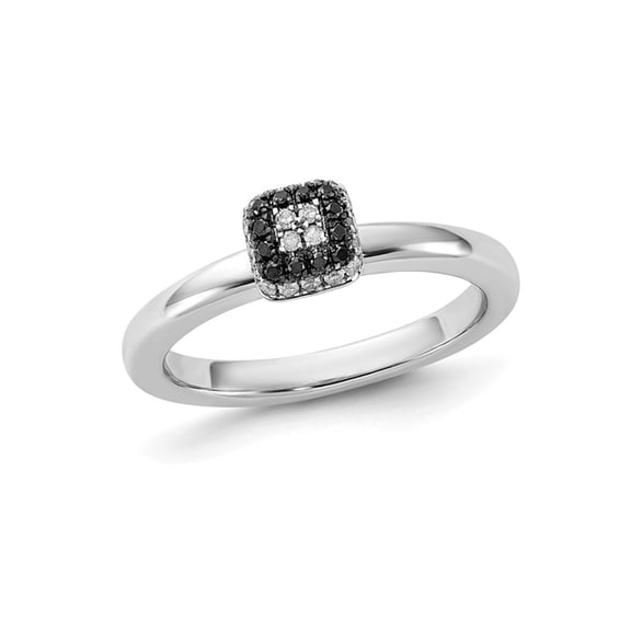 Gem & Harmony 1/6 Carat (Ctw) Black and White Diamond Ring in Sterling Silver for Women