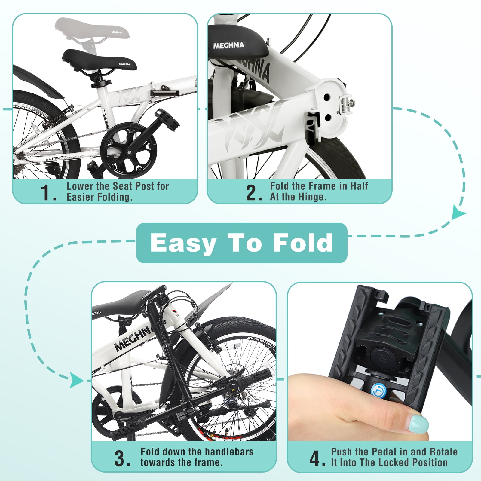 Ambifirner 20 Inch Folding Bike with Basket 6 Speed Foldable Bike with 100% Assembled, Double V Brakes, Phone Holder & Fenders, High-Carbon Steel Frame, Non-Slip tire and Adjustable Saddle