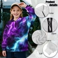 thumbnail image 6 of Uorisanigo Girls Half Zipper Sweatshirts Loose Long Sleeve Pullover Top Size 5-14 Drop Shoulder Blue Purple Lightning Quarter Zipper Cropped Sweatshirt Teen Girl School Athletic Tops, 6 of 7