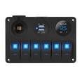 thumbnail image 1 of Panel de interruptores DaierTek de 6 bandas a prueba de agua de 12 V con USB y voltímetro, 1 of 6