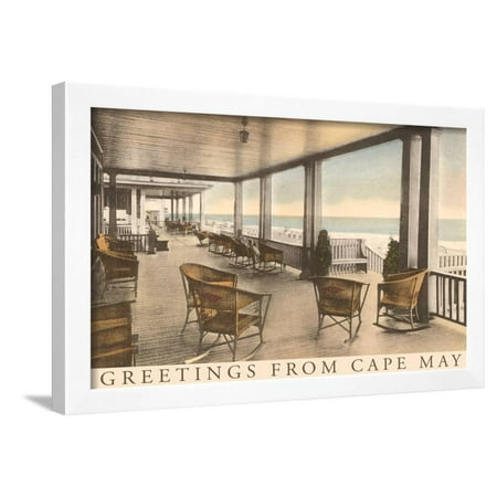 Greetings from Cape May, New Jersey, Veranda Framed Print Wall (Best Coffee Cape May)