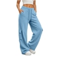 thumbnail image 4 of BXJX Womens Sweatpants, Elastic Waist Running Straight Leg Casual Athletic Pants with Pockets Light Blue Size 2XL, 4 of 9